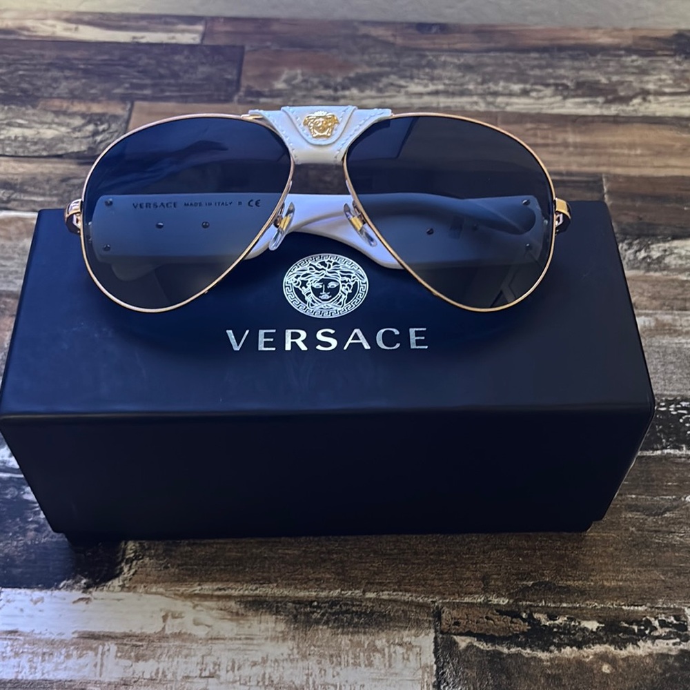 Versace Gold Frame Sunglasses with Dark Lenses